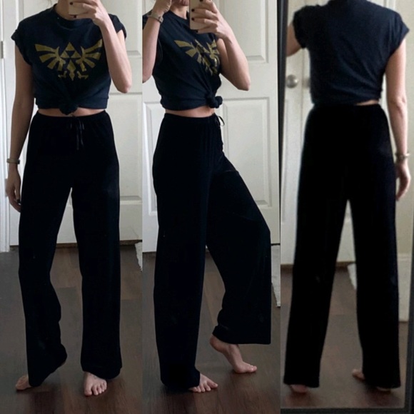 black velvet palazzo pants